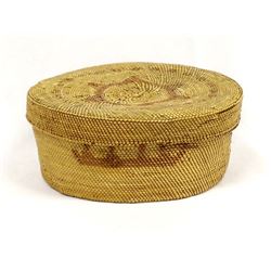 Traditional Makah Nootka Lidded Basket