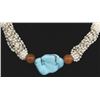 Image 2 : 18K Gold, Seed Pearl, & Turquoise Choker