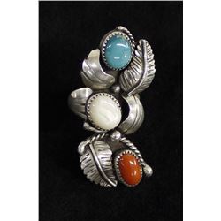 Vintage Navajo Sterling Multi-Stone Ring, Size 8