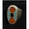 Image 1 : Vintage Navajo Sterling & Chip Inlay Ring, Sz 10.5