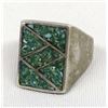 Image 1 : Vintage Navajo Sterling Chip Inlay Turquoise Ring