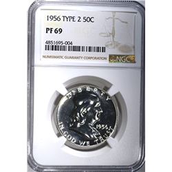 1956 TYPE-2 FRANKLIN HALF DOLLAR, NGC PF-69