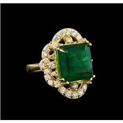 14KT Yellow Gold 9.30 ctw Emerald and Diamond Ring