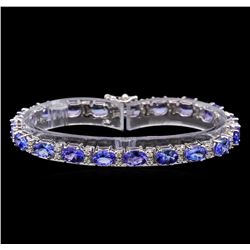 14KT White Gold 14.82 ctw Tanzanite and Diamond Bracelet