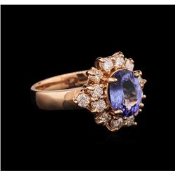 1.75 ctw Tanzanite and Diamond Ring - 14KT Rose Gold