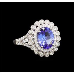 14KT White Gold 2.18 ctw Tanzanite and Diamond Ring