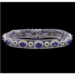 14KT White Gold 6.50 ctw Sapphire and Diamond Bracelet