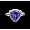 Image 2 : 2.88 ctw Tanzanite and Diamond Ring - 14KT White Gold