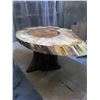 Image 2 : Handmade, One Of A Kind Solid Poplar Oval Coffee Table With Pine Burl Base