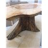 Image 3 : Handmade, One Of A Kind Solid Poplar Oval Coffee Table With Pine Burl Base