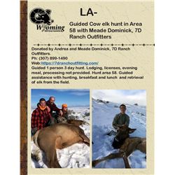 Guided Cow elk hunt in Area 58 with Meade Dominick, 7D Ranch Outfitters
