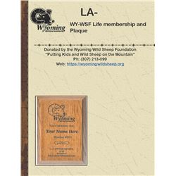 WY-WSF Life membership and Plaque