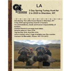 3 Day Spring Turkey Hunt for 2 in 2020 in Sheridan, WY