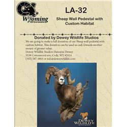 A Sheep Wall Pedestal With Custom Habitat from Dewey Wildlife Studios