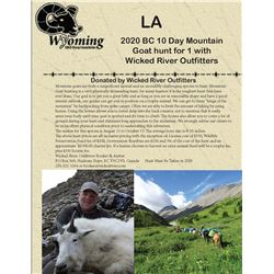 2020 BC 10 Day Mountain Goat hunt for 1 with  Wicked River Outfitters