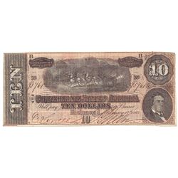 1864 $10 Confederate States of America Note