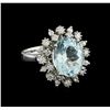 Image 1 : 4.3 ctw Aquamarine and Diamond Ring - 14KT White Gold