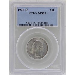 1936-D Washington Silver Quarter Coin PCGS MS65