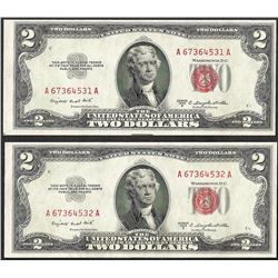 Lot of (2) 1953B $2 Legal Tender Notes