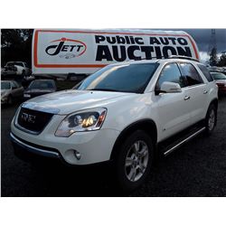 J1 --  2009 GMC Acadia Slt , White , 222911  KM's
