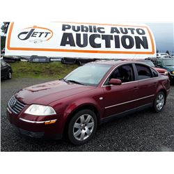 A6 --  2001 VW PASSAT GLX , Red , 315811  KM's