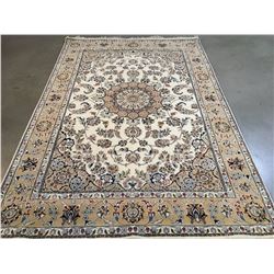 SILK & WOOL PERSIAN NAIN HAND KNOTTED WOOL RUG 6x8