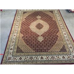 FINE HAND-KNOTTED PERSIAN SILK & WOOL  TABRIZ RUG 9X12