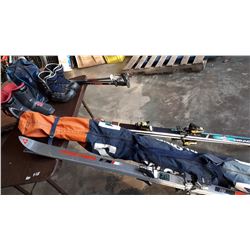 3 SETS OF SKIS, POLES, AND BOOTS