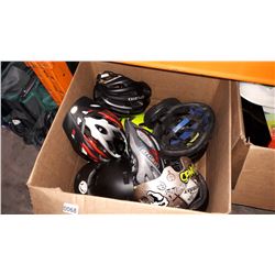 LARGE BOX OF LOST PROPERTY HELMETS