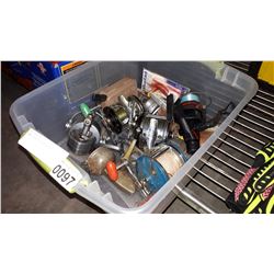 SMALL TOTE OF FISHING REELS