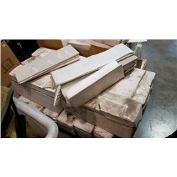 13 BOXES OF NEW 8X24 OFF WHITE RAISED PATTERN PORCELAIN TILE, RETAIL $4 SQFT 10 TILES PER BOX 13 SQF