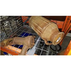 ANTIQUE WATER PUMP AND MILK CAN AND CASTORS