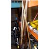 Image 1 : 2 BROOMS, RAKE, 2 SHOVELS, AND EXTENTION POLE