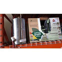 BISSELL LITTLE GREEN MACHINE AND 2 GALLON BUG SPRAYER
