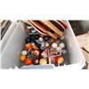 Image 1 : TOTE OF PING PONG PADDLES BALLS AND NET
