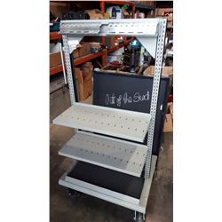 ROLLING METAL SHELF, ADJUSTABLE SHELVES, AND LOCKING CASTORS