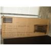 Image 1 : NEW OVERSTOCK INSIGNIA 48 INCH GLASS AND WOOD FINISH GREY TV STAND, SUPPORTS UP TO 50 INCH OR 75LB T
