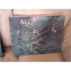 ORIGINAL PAINTING BY LOCAL ARTIST HUMMINGBIRD AND FLOWERS