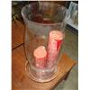 Image 1 : LARGE GLASS CANDLE HOLDER AND LARGE CANDLES