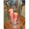 Image 2 : LARGE GLASS CANDLE HOLDER AND LARGE CANDLES