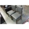 Image 2 : PAIR OF OAK GREY LEATHER WITH STUDS SIDE CHAIRS