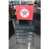 Image 1 : PORCELAIN TEXACO DOUBLE SIDED SIGN AND OIL CAN DISPLAY RACK