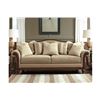 Image 1 : BRAND NEW ASHLEY SIGNATURE SOFA WITH DOWN FILLED CUSHIONS AND WOOD TRIM, THROW PILLOWS, RETAIL $2899