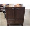 Image 2 : BRAND NEW ASHLEY DARK FINISH 2 DOOR BAR CABINET, SERVER, WITH GLASS SHELF, RETAIL $2699