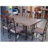 Image 1 : BRAND NEW ASHLEY DARK FINISH DINING TABLE AND 6 UPHOLSTERED DINING CHAIRS, RETAIL $2899