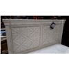 Image 2 : BRAND NEW ASHLEY RUSTIC FARMHOUSE QUEENSIZE PANEL BEDFRAME, 2 NIGHT STANDS WITH POWER/ USB OUTLETS R