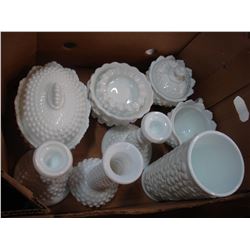LOT OF HOBNAIL MILK GLASS
