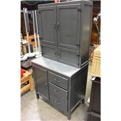 BLACK PAINTED ANTIQUE HOOSIER KITCHEN CABINET