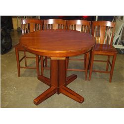 MODERN ROUND DINING TABLE WITH JACKNIFE LEAF AND 4 CHAIRS