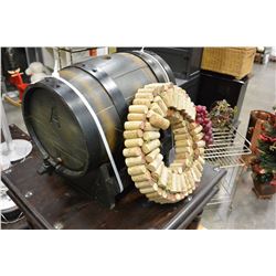 DECORATIVE WINE BARREL AND CORK WREATH